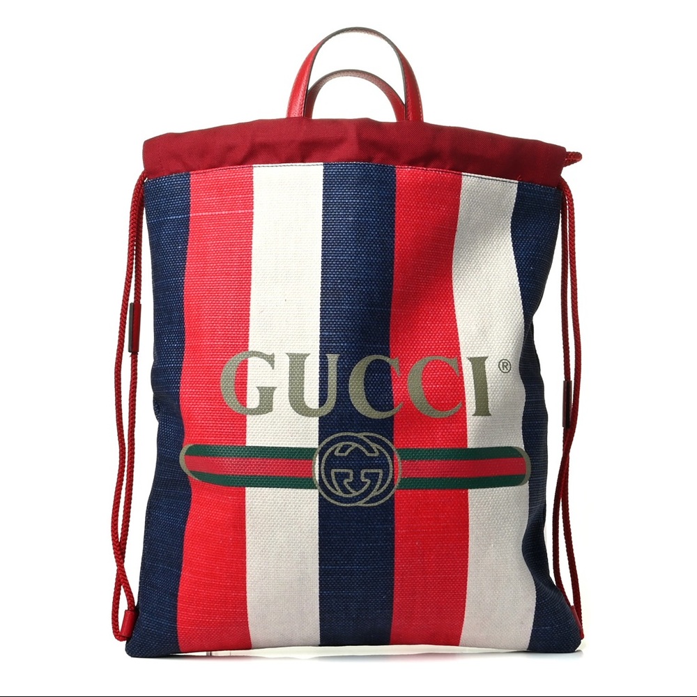 NWT Gucci Striped Canvas Backpack